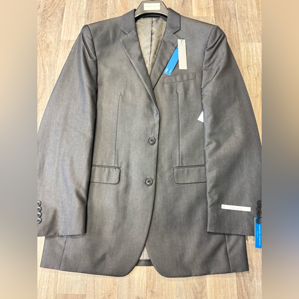 Perry Ellis Portfolio‎ Men’s Blazer 42L Charcoal Gray Comfort Stretch NWT
